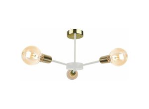 5056013665137 - Keter Lighting - 1458 Sun Multi Arm Semi Flush Deckenleuchte Weiß Gold 40cm 3x E27