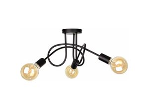 5056013665175 - Keter Lighting - 1917 Rumba Multi Arm Halbbündige Deckenleuchte Schwarz 50cm 3x E27