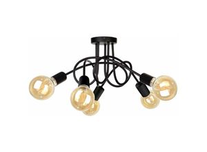 5056013665182 - Keter Lighting - 1918 Rumba Multi Arm Halbbündige Deckenleuchte Schwarz 50cm 5x E27