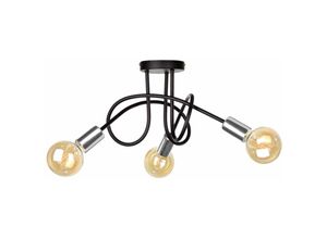 5056013665212 - Keter Lighting - 1921 Rumba Multi Arm Halbbündige Deckenleuchte Schwarz Silber 50cm 3x E27