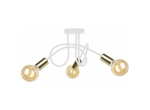 5056013665250 - Keter Lighting - 1925 Rumba Multi Arm Halbbündige Deckenleuchte Weiß Gold 50cm 3x E27