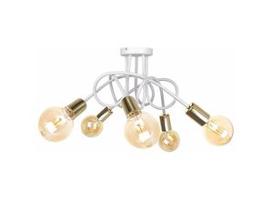 5056013665267 - Keter Lighting - 1926 Rumba Multi Arm Halbbündige Deckenleuchte Weiß Gold 50cm 5x E27