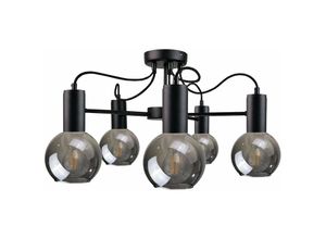 5056013665328 - Keter Lighting - 1761 Liv Multi Arm Semi Flush Deckenleuchte Schwarz 60cm 5x E27