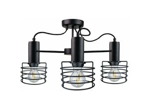 5056013665434 - Keter Lighting - 1772 Rune Multi Arm Halbbündige Deckenleuchte Schwarz 60cm 3x E27