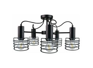 5056013665441 - Keter Lighting - 1773 Rune Multi Arm Halbbündige Deckenleuchte Schwarz 60cm 5x E27