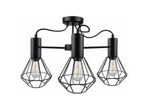 5056013665472 - Keter Lighting - 1776 Lars Multi Arm Semi Flush Deckenleuchte Schwarz 60cm 3x E27