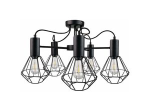 5056013665489 - Keter Lighting - 1777 Lars Multi Arm Semi Flush Deckenleuchte Schwarz 60cm 5x E27