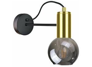 5056013665496 - Keter Lighting - 1778 Liv Dome Wandleuchte Schwarz Gold 25cm 1x E27