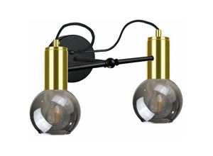 5056013665502 - Keter Lighting - 1779 Liv Wandleuchte Schwarz Gold 25cm 2x E27