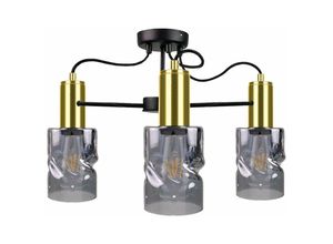 5056013665595 - 1788 Inger Multi Arm Semi Flush Deckenleuchte Schwarz Gold 60cm 3x E27 - Keter Lighting