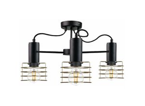 5056013665632 - Keter Lighting - 1792 Rune Multi Arm Halbbündige Deckenleuchte Schwarz 60cm 3x E27