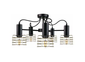 5056013665649 - Keter Lighting - 1793 Rune Multi Arm Halbbündige Deckenleuchte Schwarz 60cm 5x E27