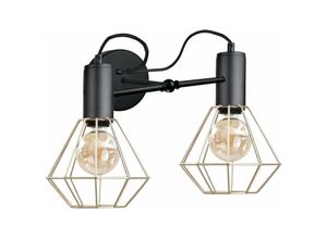 5056013665663 - Keter Lighting - 1795 Lars Wandleuchte Schwarz 25cm 2x E27