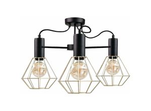 5056013665670 - Keter Lighting - 1796 Lars Multi Arm Semi Flush Deckenleuchte Schwarz 60cm 3x E27