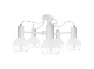 5056013665724 - Keter Lighting - 1801 Arne Multi Arm Semi Flush Deckenleuchte Weiß 60cm 5x E27