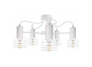 5056013665847 - Keter Lighting - 1813 Rune Multi Arm Halbbündige Deckenleuchte Weiß 60cm 5x E27