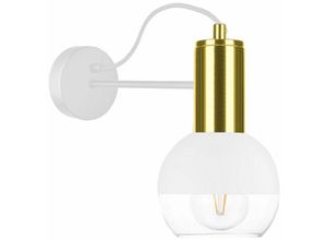 5056013665892 - Keter Lighting - 1818 Arne Dome Wandleuchte Weiß Gold 25cm 1x E27