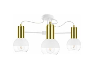 5056013665915 - Keter Lighting - 1820 Arne Multi Arm Semi Flush Deckenleuchte Weiß Gold 60cm 3x E27