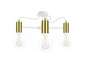 5056013665953 - Keter Lighting - 1824 Maya Multi Arm Semi Flush Deckenleuchte Weiß Gold 60cm 3x E27