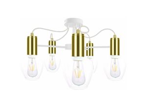 5056013665960 - Keter Lighting - 1825 Maya Multi Arm Semi Flush Deckenleuchte Weiß Gold 60cm 5x E27