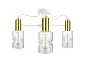 5056013665991 - Keter Lighting - 1828 Inger Multi Arm Semi Flush Deckenleuchte Weiß Gold 60cm 3x E27