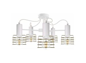 5056013666042 - Keter Lighting - 1833 Rune Multi Arm Halbbündige Deckenleuchte Weiß 60cm 5x E27