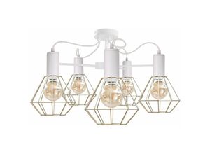 5056013666080 - Keter Lighting - 1837 Lars Multi Arm Semi Flush Deckenleuchte Weiß 60cm 5x E27