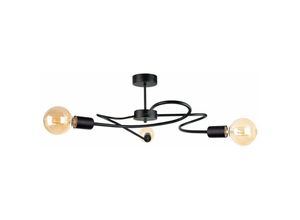 5056013666097 - Keter Lighting - 1635 Fiore Multi Arm Halbbündige Deckenleuchte Schwarz 60cm 3x E27