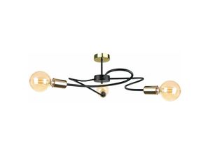 5056013666110 - Keter Lighting - 1637 Fiore Multi Arm Halbbündige Deckenleuchte Schwarz 60cm 3x E27