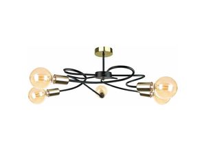 5056013666127 - Keter Lighting - 1638 Fiore Multi Arm Halbbündige Deckenleuchte Schwarz 60cm 5x E27