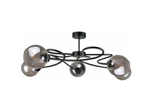 5056013666202 - Keter Lighting - 1644 Blom Multi Arm Semi Flush Deckenleuchte Schwarz 65cm 5x E27