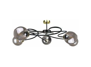 5056013666226 - 1646 Blom Multi Arm Semi Flush Deckenleuchte Schwarz 65cm 5x E27 - Keter Lighting