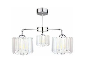 5056013666295 - Keter Lighting - 1895 Deco Multi Arm Semi Flush Deckenleuchte Silber 40cm 3x E27