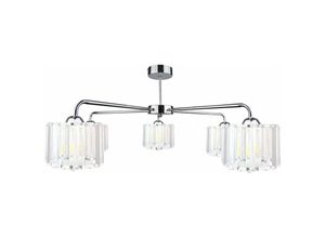 5056013666301 - Keter Lighting - 1896 Deco Multi Arm Semi Flush Deckenleuchte Silber 60cm 5x E27