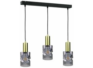 5056013666448 - Keter Lighting - 1549 Cross Bar Pendel-Deckenleuchte Schwarz 60cm 3x E27