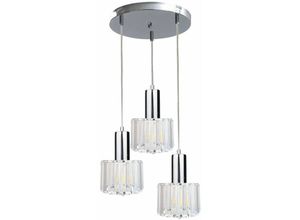 5056013666806 - Keter Lighting - 1608 Deco Cluster Pendelleuchte Silber 30cm 3x E27