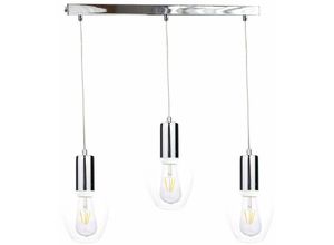 5056013666912 - Keter Lighting - 1619 Verre Bar Pendel-Deckenleuchte Silber 60cm 3x E27