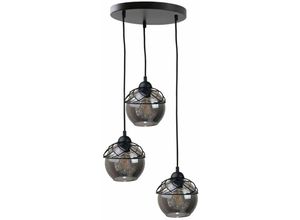 5056013667001 - Keter Lighting - 1517 Mera Cluster Pendel-Deckenleuchte Schwarz 30cm 3x E27