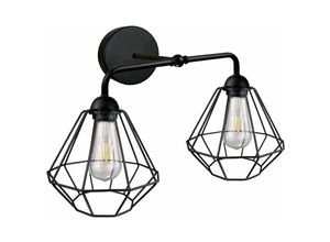 5056013667483 - Keter Lighting - 1404 Foskal Wandleuchte Schwarz 24cm 2x E27