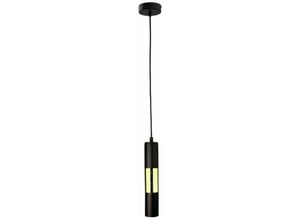 5056013667667 - Keter Lighting - 1254 Magnum Slim Pendelleuchte Schwarz Gold 10cm 1x GU10