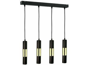 5056013667674 - Keter Lighting - 1255 Magnum Bar Pendelleuchte Schwarz Gold 60cm 4x GU10