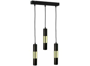 5056013667681 - Keter Lighting - 1256 Magnum Bar Pendel-Deckenleuchte Schwarz Gold 50cm 3x GU10