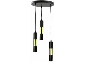 5056013667698 - Keter Lighting - 1257 Magnum Cluster Pendelleuchte Schwarz Gold 30cm 3x GU10