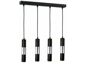 5056013667728 - Keter Lighting - 1260 Magnum Bar Pendel-Deckenleuchte Schwarz Silber 60cm 4x GU10