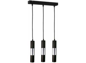 5056013667735 - Keter Lighting - 1261 Magnum Bar Pendel-Deckenleuchte Schwarz Silber 50cm 3x GU10