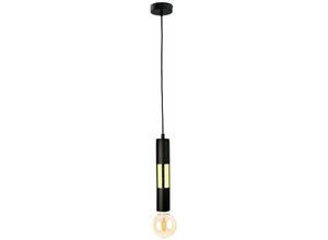 5056013667766 - Keter Lighting - 1264 Magnum Slim Pendelleuchte Schwarz Gold 10cm 1x E27