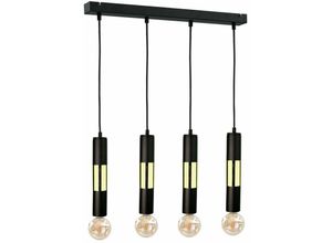 5056013667773 - Keter Lighting - 1265 Magnum Bar Pendel-Deckenleuchte Schwarz Gold 60cm 4x E27