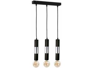 5056013667834 - Keter Lighting - 1271 Magnum Bar Pendel-Deckenleuchte Schwarz Chrom 50cm 3x E27