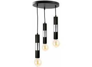 5056013667841 - Keter Lighting - 1272 Magnum Cluster Pendelleuchte Schwarz Silber 30cm 3x E27