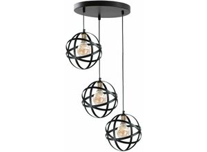 5056013668251 - 191 Pola Cluster Pendelleuchte Schwarz Gold 35cm 3x E27 - Keter Lighting